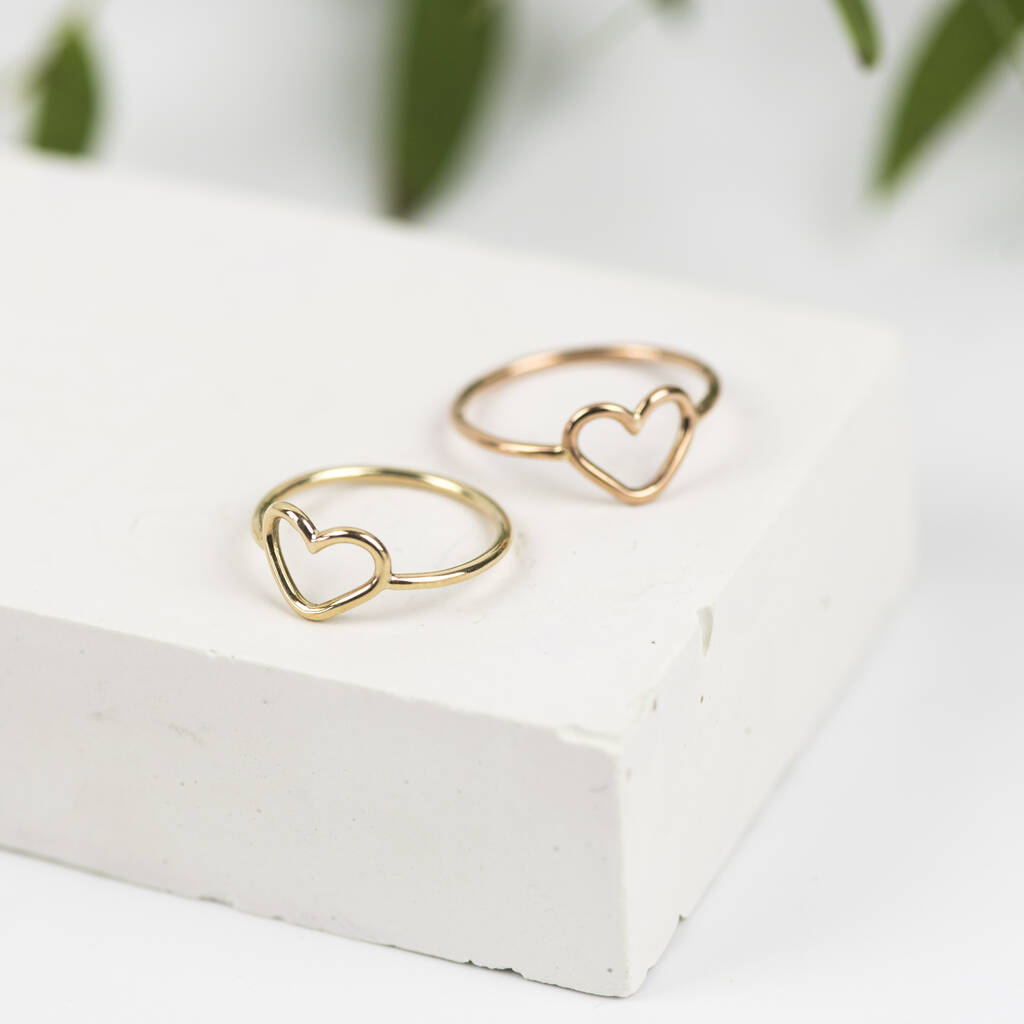 Handmade Solid Gold Open Heart Ring By Ruby Tynan Jewellery