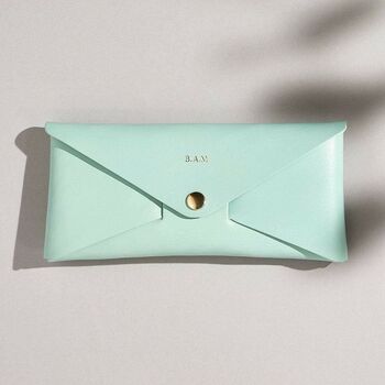 Personalised Mint Green Leather Envelope Purse, 3 of 4