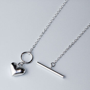 Sterling Silver Heart Toggle Pendant Necklace, 3 of 5