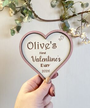 Baby’s First Valentine’s Day Plaque Personalised Sign, 6 of 10