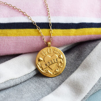 18k Gold Vermeil Or Silver Personalised Coin Necklace, 4 of 7
