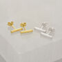 Bar Stud Earrings Sterling Silver And 18ct Gold Plated, thumbnail 1 of 4