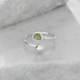 Adjustable Silver Birthstone Ring August: Peridot, thumbnail 2 of 4