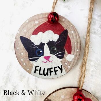 Personalised Christmas Cat Wooden Decoration, 5 of 5