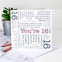 16th Birthday Card Funny Teenager Quotes, thumbnail 1 of 7
