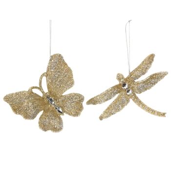 Gold Butterfly / Dragonfly Christmas Tree Decoration, 2 of 3