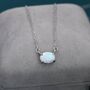 Sterling Silver White Opal Oval Necklace, thumbnail 1 of 12