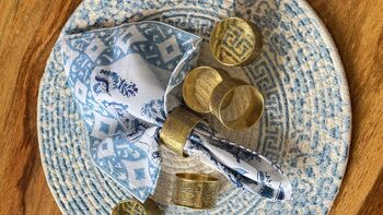 Set Of Six Table Napkin Rings Silver, Antique Gold, 6 of 11