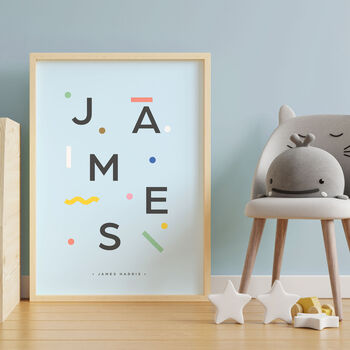 Personalised Name Print Colourful Memphis Style, 6 of 10