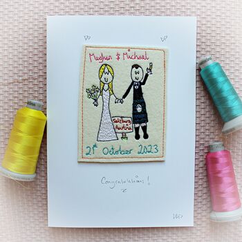 Personalised Wedding Card, Scottish Themed, Embroidered, 2 of 7