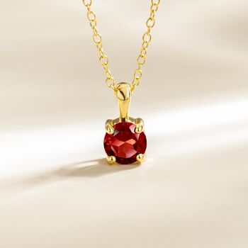 Garnet Solitaire Pendant Necklace In Sterling Silver And Gold, 2 of 10