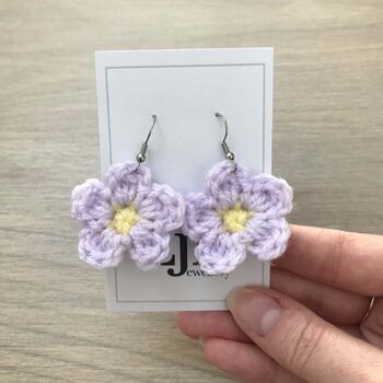Crochet Daisy Flower Earrings, 5 of 11