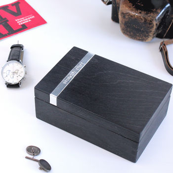 Personalised Wooden Cufflink Watch Box, 7 of 8