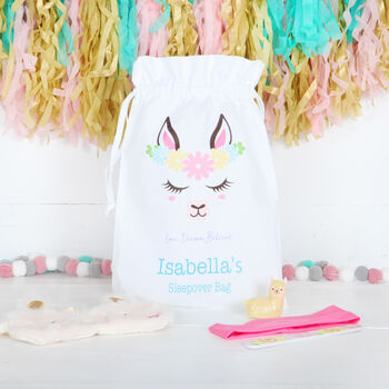 Personalised Llama Sleepover Bag And Accessories, 4 of 4