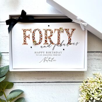 Forty And Fabulous Handmade Leopard Print Birthday Card, 2 of 8