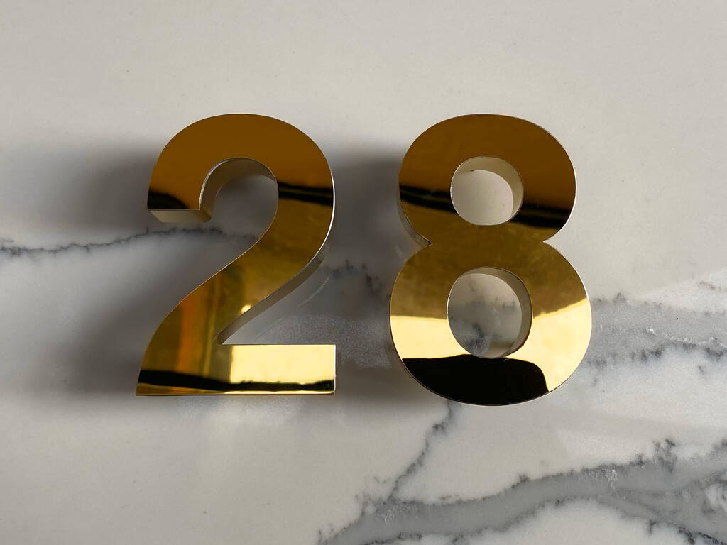 Premium Helvetica Gold/Brass House Numbers By Goodwin ...