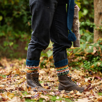 Fair Trade Fair Isle Handknit Waste Wool Legwarmers, 7 of 12