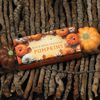Chocolate Pumpkin Stick Praline And Caramel Chocolates In A Clear Stick, 3 of 3
