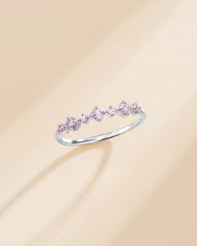 Pink Sapphire And Amethyst Stackable Half Eternity Band In Sterling Silver And Gold, 4 of 12