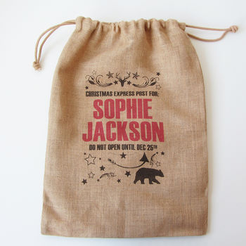 Personalised Christmas Sack With Bear Print, 3 of 4