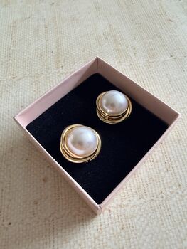 Pearl Gold Stud Earrings, 5 of 5
