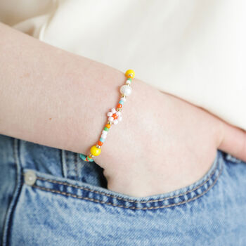 Colourful Flower And Pearl Beaded Bracelet, 2 of 4