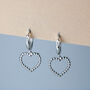 Sterling Silver Heart Dangle Huggie Hoop Earrings, thumbnail 1 of 6