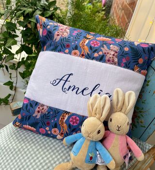Blue Woodland Bear Cushion, 3 of 4