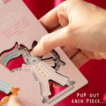 Personalised Cat's Pyjamas Birthday Pop Out Card, 2 of 5