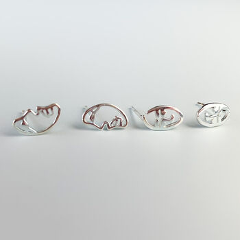 Sterling Silver Abstract Face Stud Earrings, Two Designs, 3 of 4