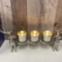 Silver Stag Triple Tealight Holder Metal And Glass Ornament Candle Holder, thumbnail 8 of 8