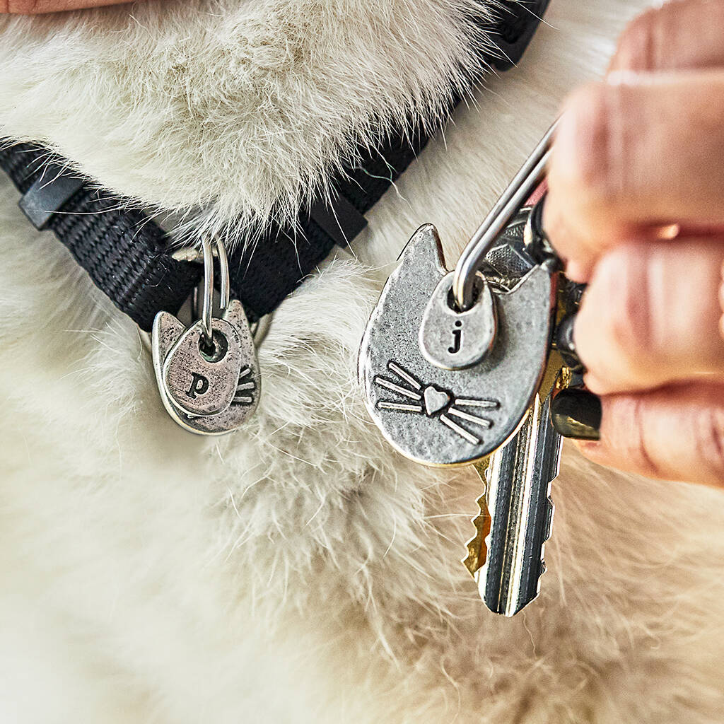 'You're The Cat's Whiskers' Keyring + Collar Charm Set, 1 of 8