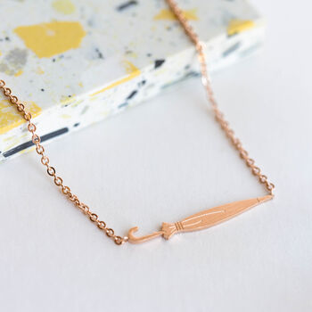 Protective Umbrella Rose Gold Necklace, 4 of 8