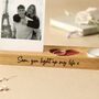 Personalised Candle And Photo Stand, With Red Leather Heart Jewellery Tray – Romantic Valentine’s Gift, thumbnail 3 of 7