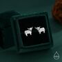 Sterling Silver Small Pair Of Highland Cow Stud Earrings, thumbnail 1 of 11