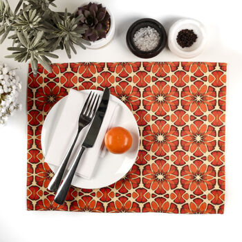 Moroccan Flower Canvas Fabric Place Mat Set, 7 of 12
