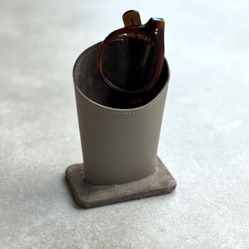 Personalised Recycled Leather Glasses Stand With Suede, 10 of 12