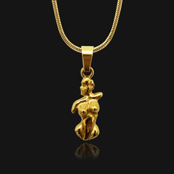 Women Body Pendant Necklace, 24k Gold Plated, 3 of 8