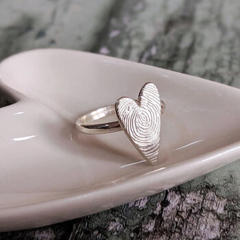 Personalised Silver Fingerprint Heart Ring, 2 of 4