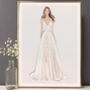 Wedding Dress Fashion Illustration, thumbnail 2 of 5
