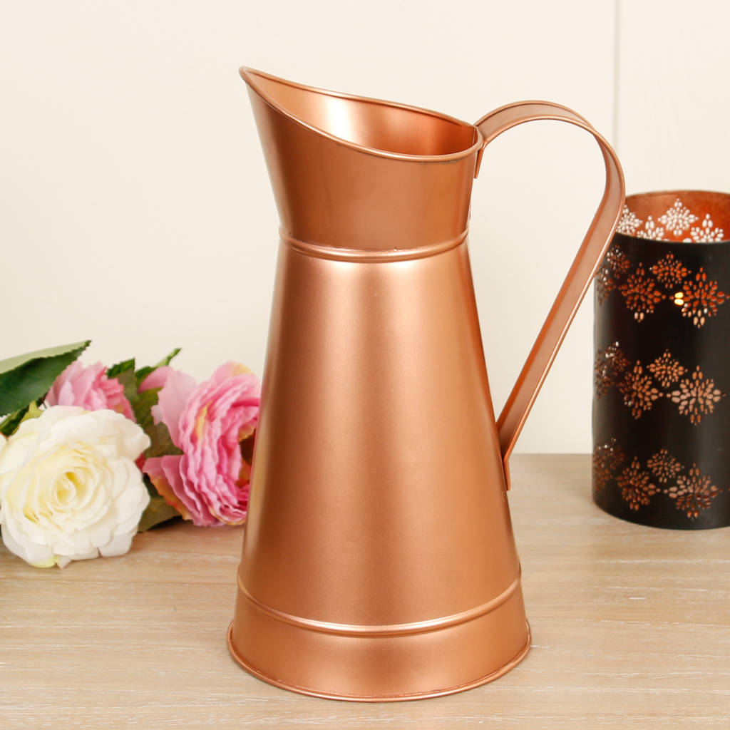 personalised traditional rose copper pitcher jug by dibor