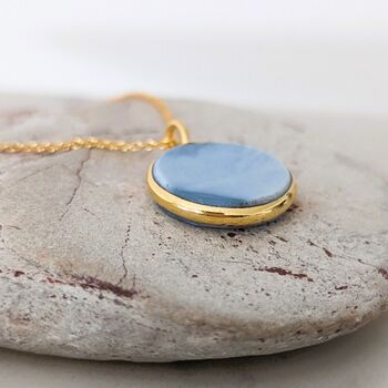 Blue Opal October Birthstone Necklace, Gold Plated, 6 of 9