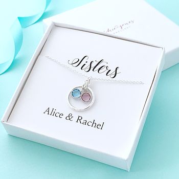 Personalised Sisters Necklace With Birthstones, 2 of 5