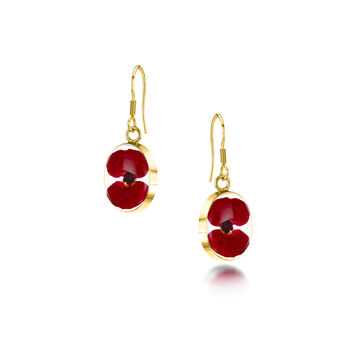 Poppy Oval Drop Earrings | Sterling Silver With Real Flowers, 3 of 8
