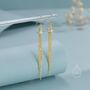 Sterling Silver Starburst Dangle Drop Hook Earrings With Sparkle Tassels, thumbnail 5 of 10