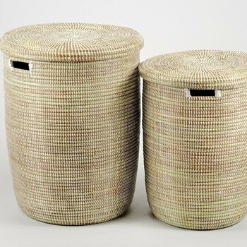 Natural Handwoven Round Laundry Basket, 2 of 4