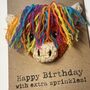 Rainbow Highland Cow Crochet Birthday Card Handmade Sprinkles, thumbnail 7 of 7