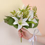 Faux Tiger Lily Bouquet With Personalised Ribbon, thumbnail 1 of 3
