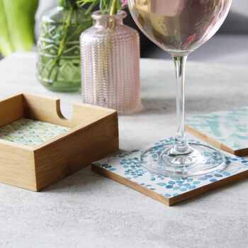 Set Of Patterned Bamboo Coasters For Him, 8 of 12
