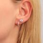 Sterling Silver Round Hoop And Cz Stud Earrings, thumbnail 1 of 5